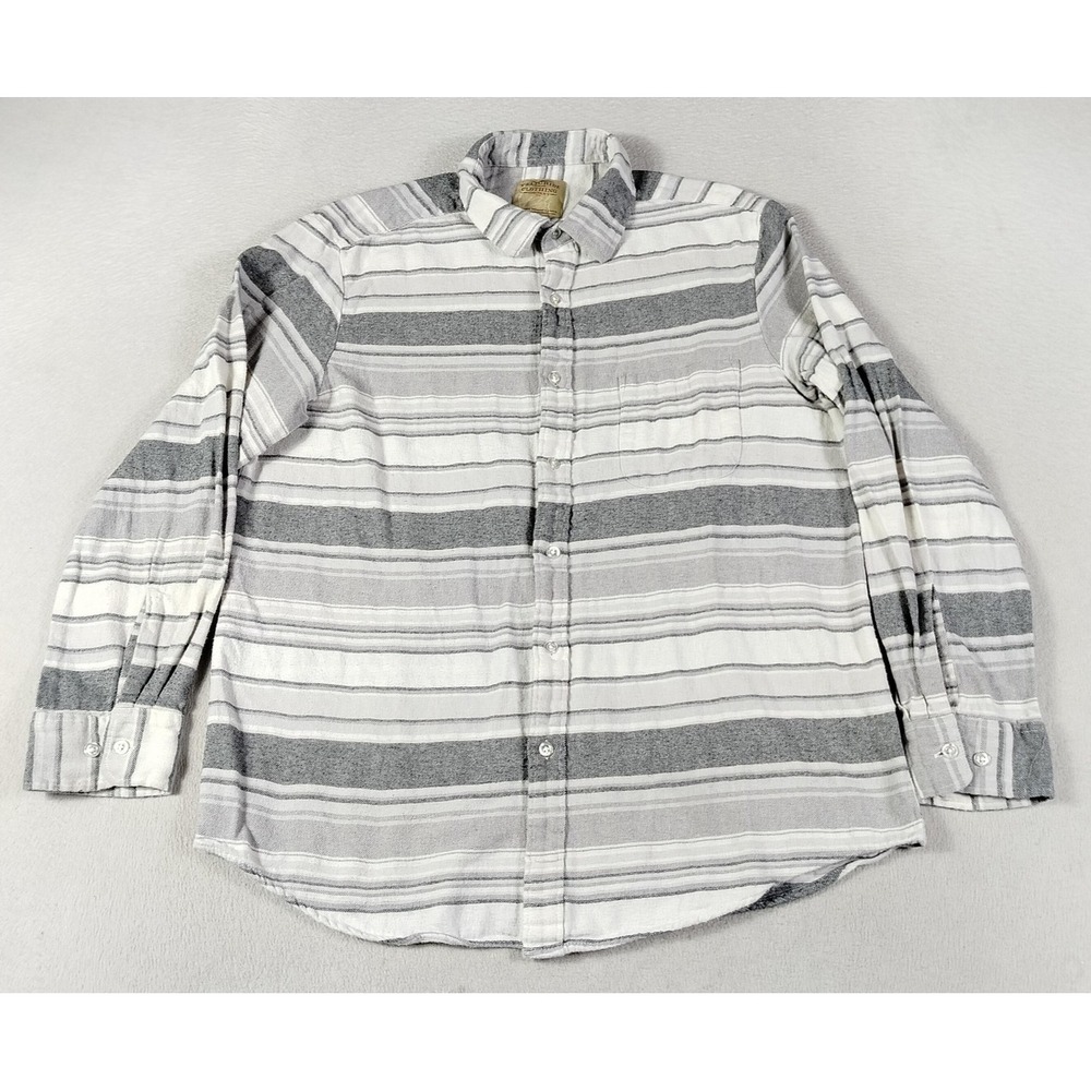 Telluride Clothing Company Shirt Mens Large Gray Stripe Twill Long Sleeve Casual